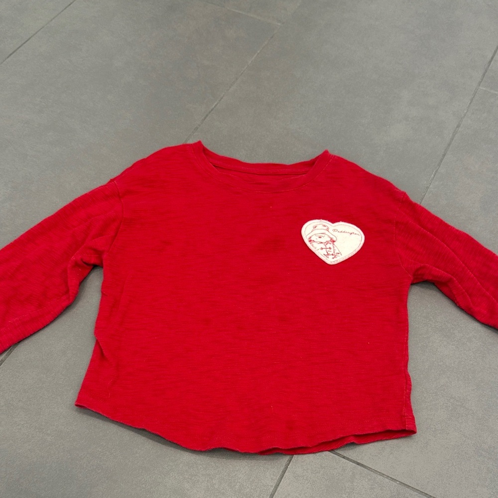 Baby Gap Paddington Bear Red Long-Sleeve Top with Heart Patch Size 5T Valentines